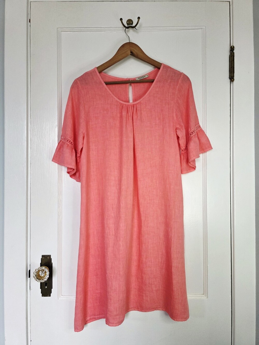 Alessia Pacini Italian Linen Shift Dress – Size M – Coral Pink 